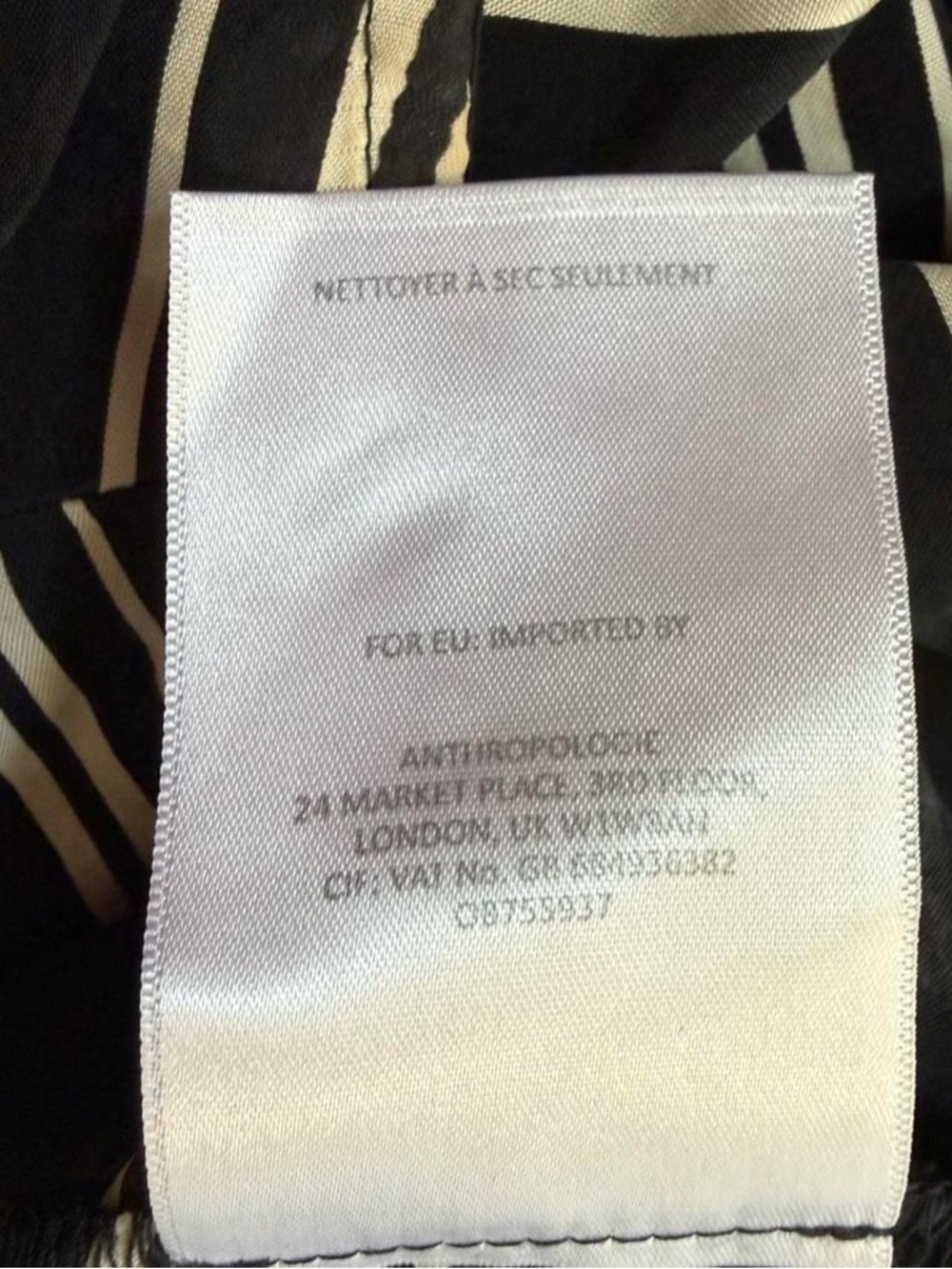 Anthropologie Black & White Striped Midi Dress V-Neck Side Slit Size L - Picture 8 of 8